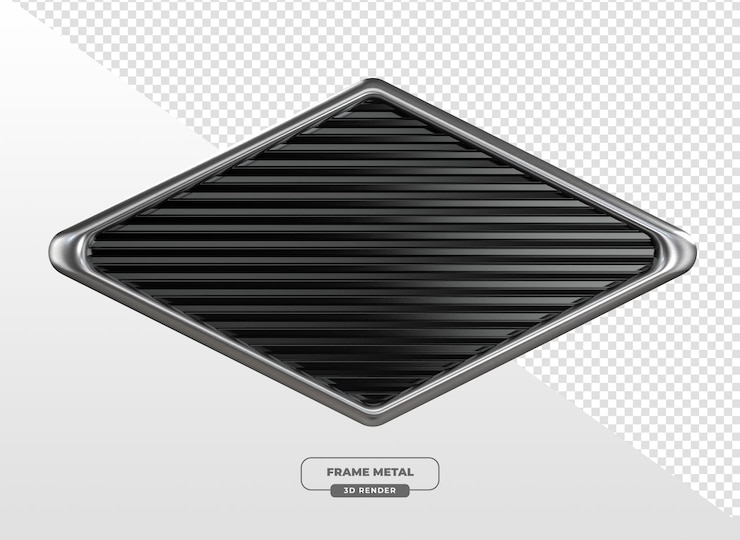 PSD quadro de rombos metálicos renderização 3d com fundo transparente