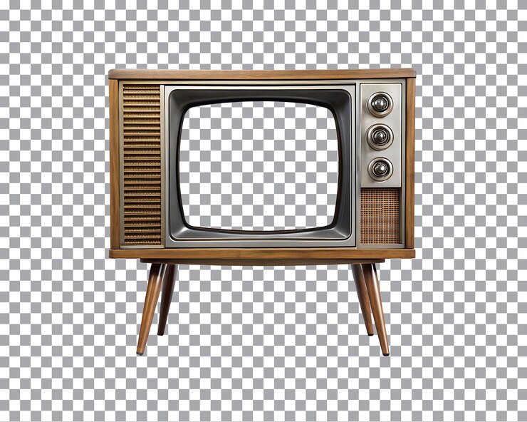 PSD quadro de televisão retro dos anos 60 com fundo transparente