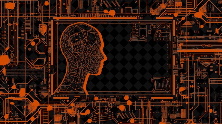 PSD quadro di contorno robotico circondato da corde di fibra ottica de png creative background design