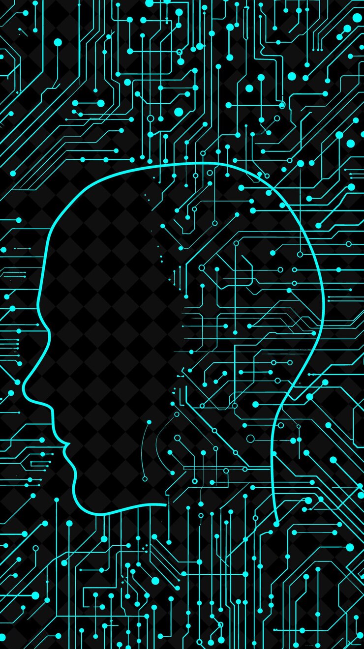PSD quadro di contorno robotico circondato da corde di fibra ottica de png creative background design