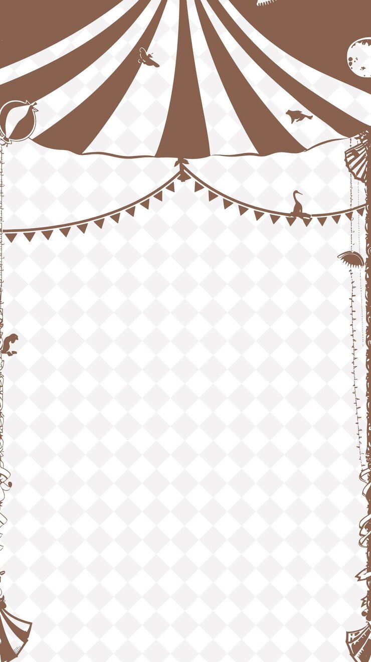 PSD quadro di tenda da circo con corda a righe e forme di animali leav png creative background design