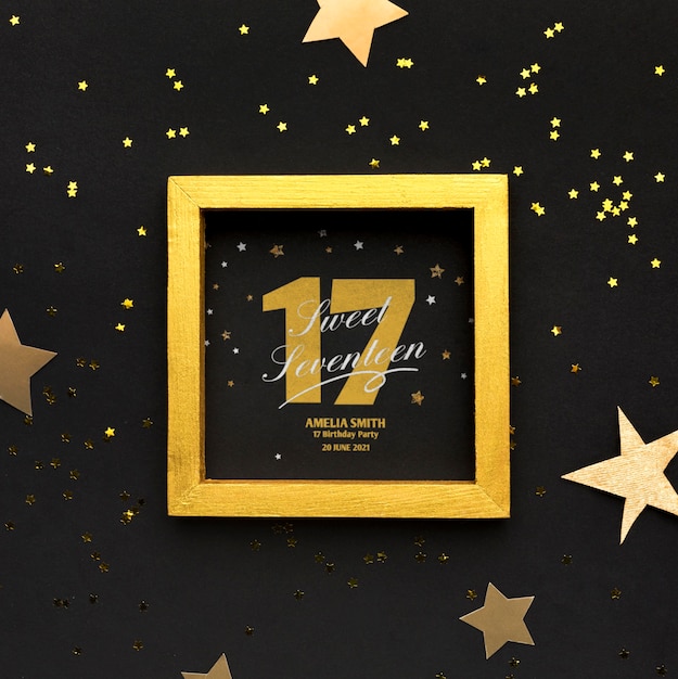 Quadro dourado com fundo preto