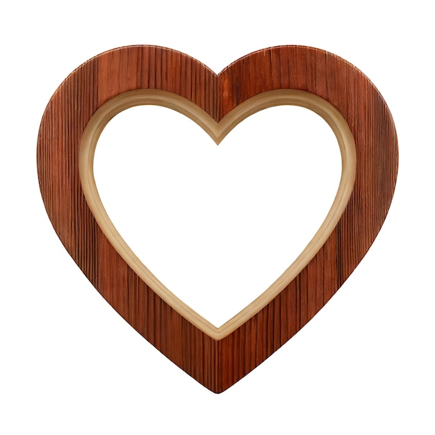 PSD quadro em forma de coração de madeira