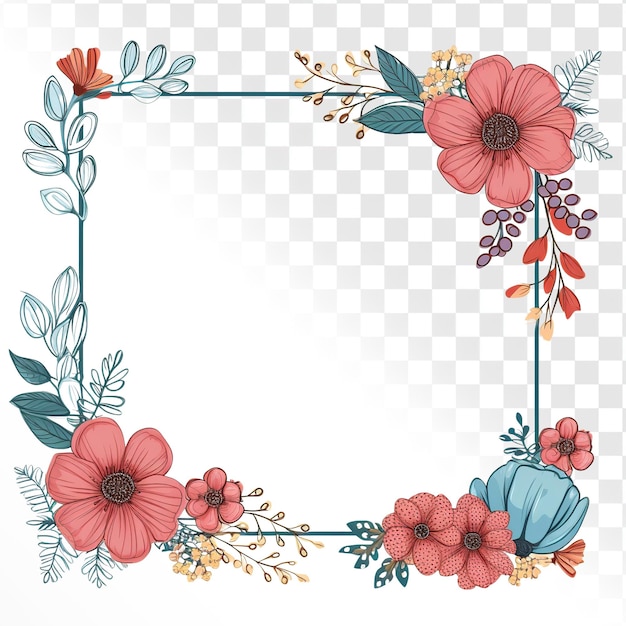 PSD quadro floral bonito fundo transparente