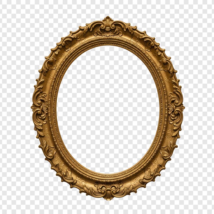 PSD quadro oval dourado ornamentado