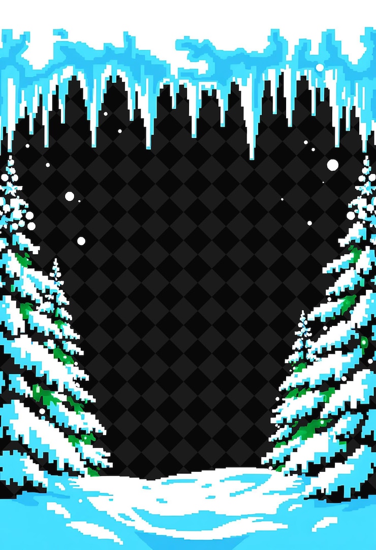 PSD quadro pixelado em fundo preto, cheio de decoração de jogo de quadro de pixel vívido e altamente isolado