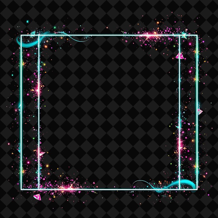 PSD quadro pixelado em fundo preto, cheio de decoração de jogo de quadro de pixel vívido e altamente isolado