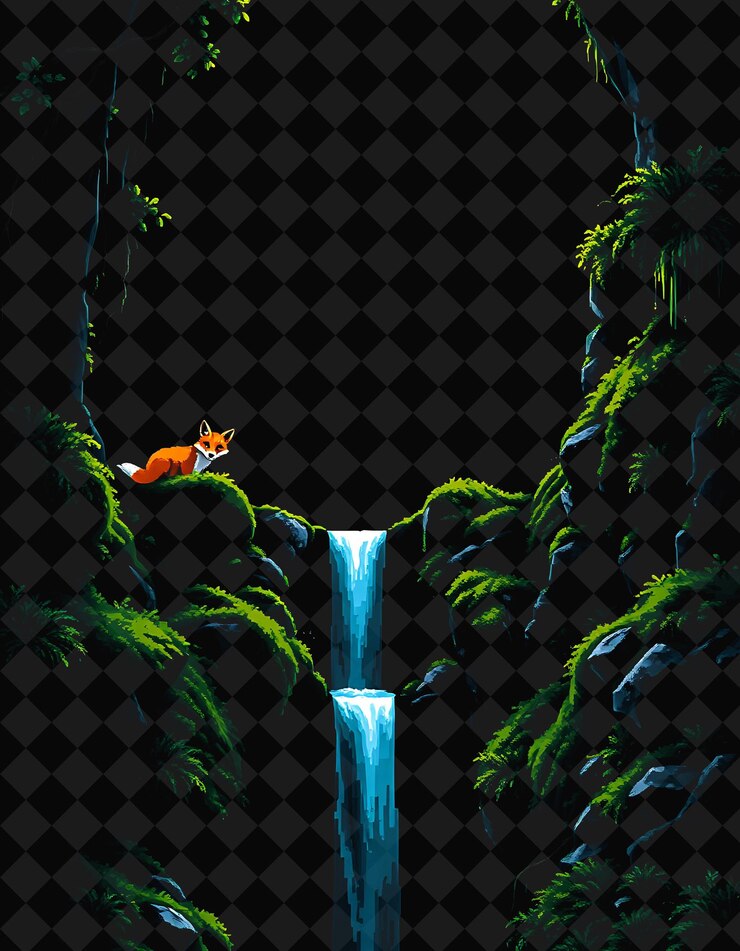 PSD quadro pixelato su sfondo nero scintillante con decorazione di gioco pixelata vivace e altamente isolata