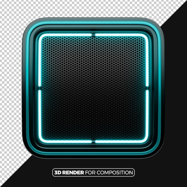 Quadro quadrato con rendering 3D al neon