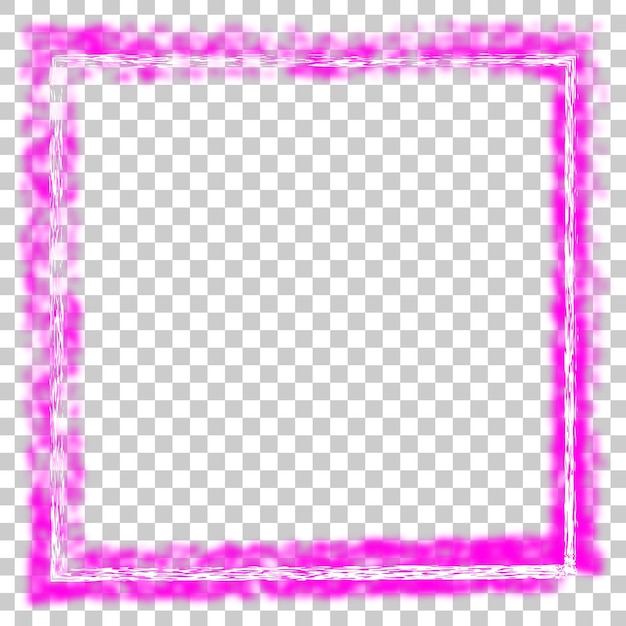 Quadro quadrato di neon rosa su sfondo trasparente