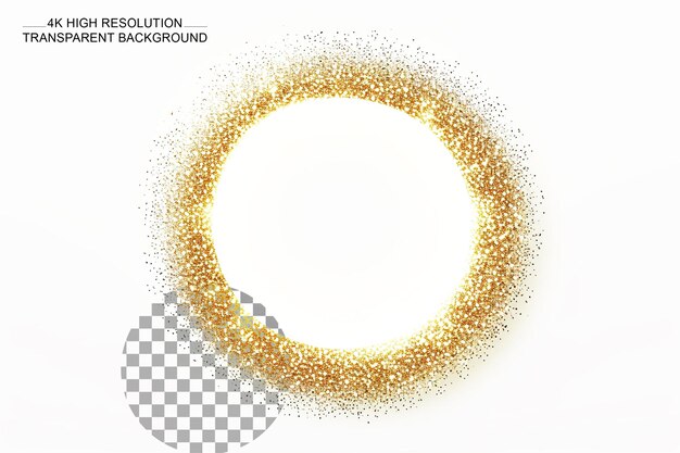 PSD quadro redondo dourado de luxo círculo dourado em meio-tono sobre fundo transparente
