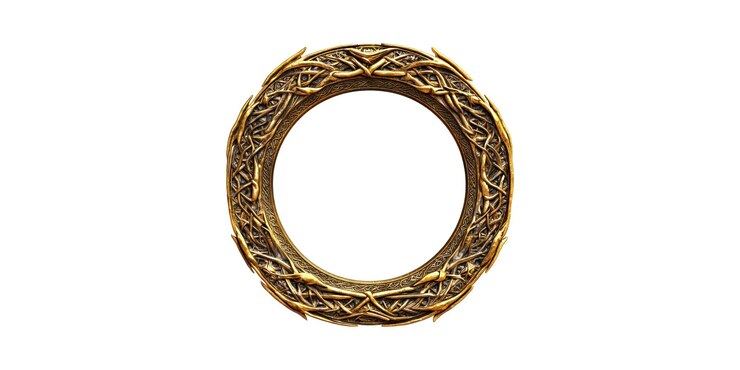 PSD quadro redondo dourado ornamentado com padrões intrincados isolados em fundo transparente