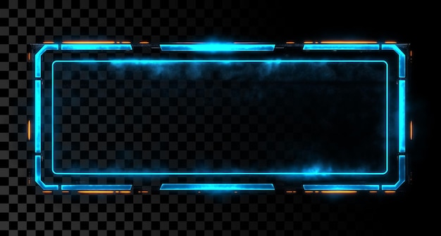 Quadro retangular azul-neon com fundo preto