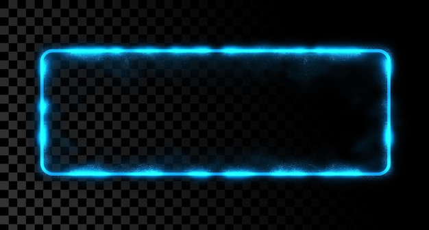 Quadro rettangolare blu neon su sfondo nero