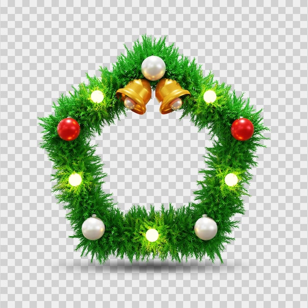 Quadro transparente de guirlanda de Natal realista moldura transparente de guirlanda de Natal