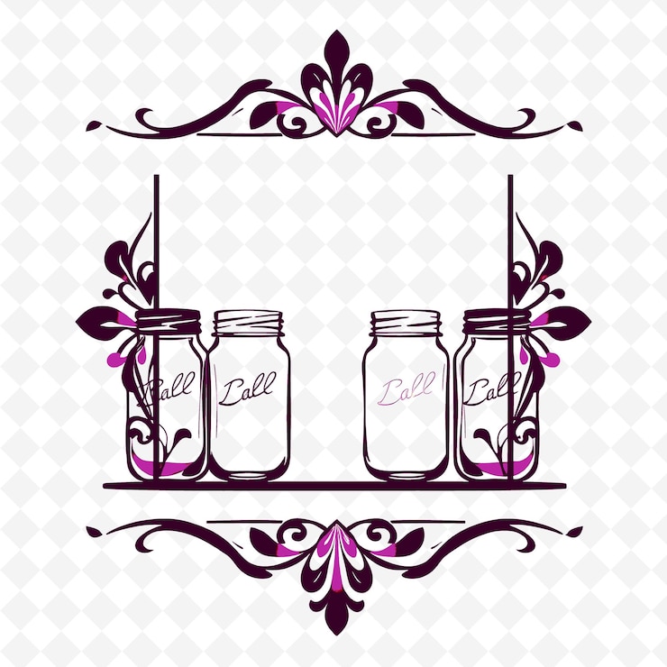 PSD quadro vetorial com frascos de maçonaria pintados fall colored pain png design de decoração de ação de graças inspirado
