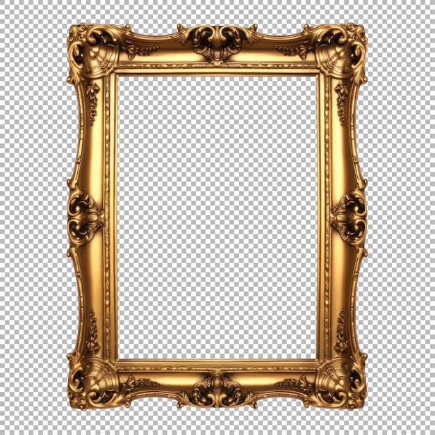 PSD quadro vintage retangular dourado isolado sobre um fundo transparente