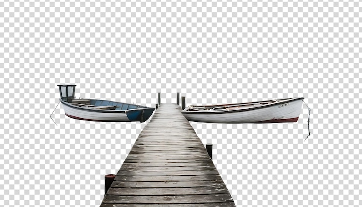 PSD un quai paisible avec des bateaux
