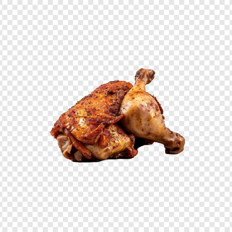 PSD un quart de jambe de poulet rôtie juteuse croustillante brune délicieuse nourriture dîner repas appétissant savoureux