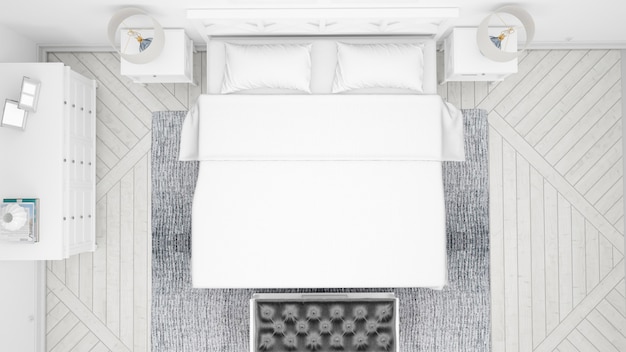 Quarto clássico ou quarto de hotel com cama de casal e móveis elegantes