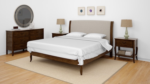 Quarto clássico ou quarto de hotel com cama de casal