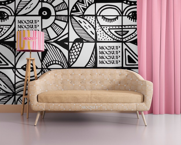 Quarto com decoração de móveis interiores