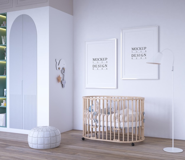 quarto de berçário fofo com pôster de maquete