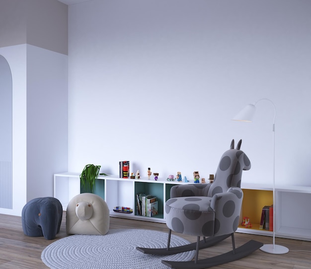 quarto de crianças bonito com maquete de parede