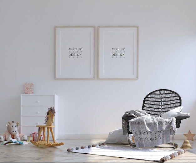 quarto de crianças bonito com modelo de pintura de cartaz