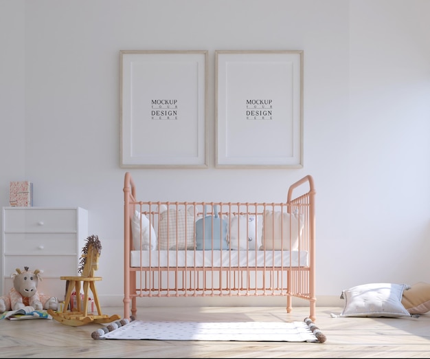 quarto de crianças bonito com modelo de pintura de cartaz