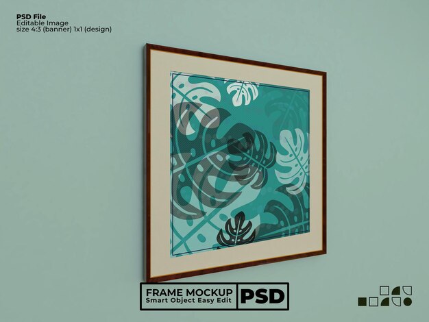 PSD quarto de maquete de quadro decorativo interior