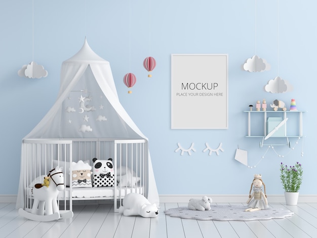 Quarto infantil azul com maquete