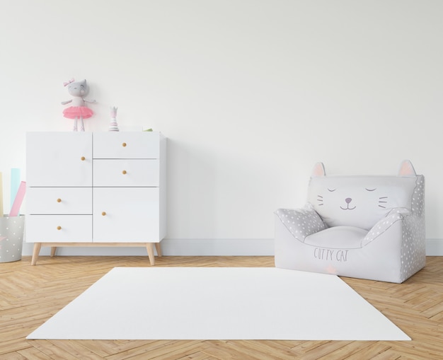 Quarto infantil com tapete branco