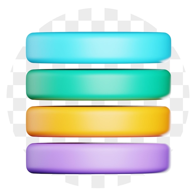 Quatre barres 3D horizontales colorées