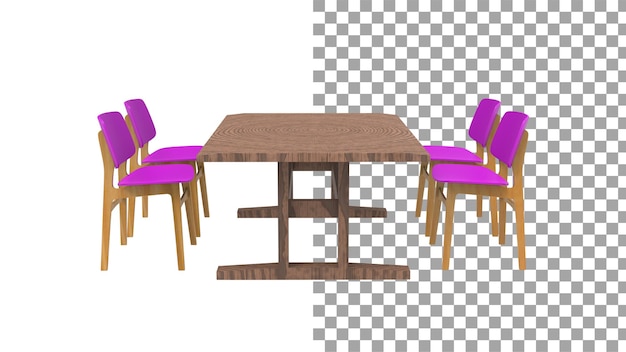 PSD quatre chaise de café rose sans rendu 3d d'ombre