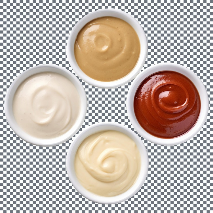 PSD quatre petits récipients de différents condiments
