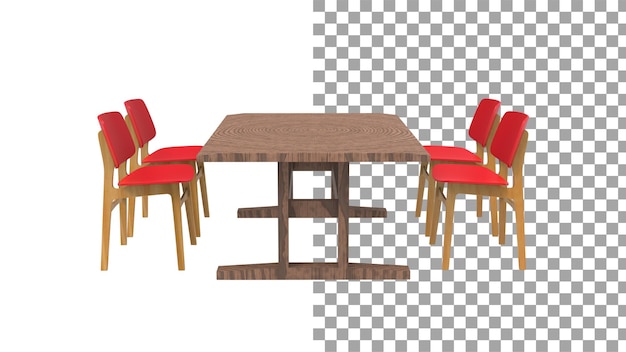 PSD quatro cadeira de café vermelho sem renderização 3d de sombra