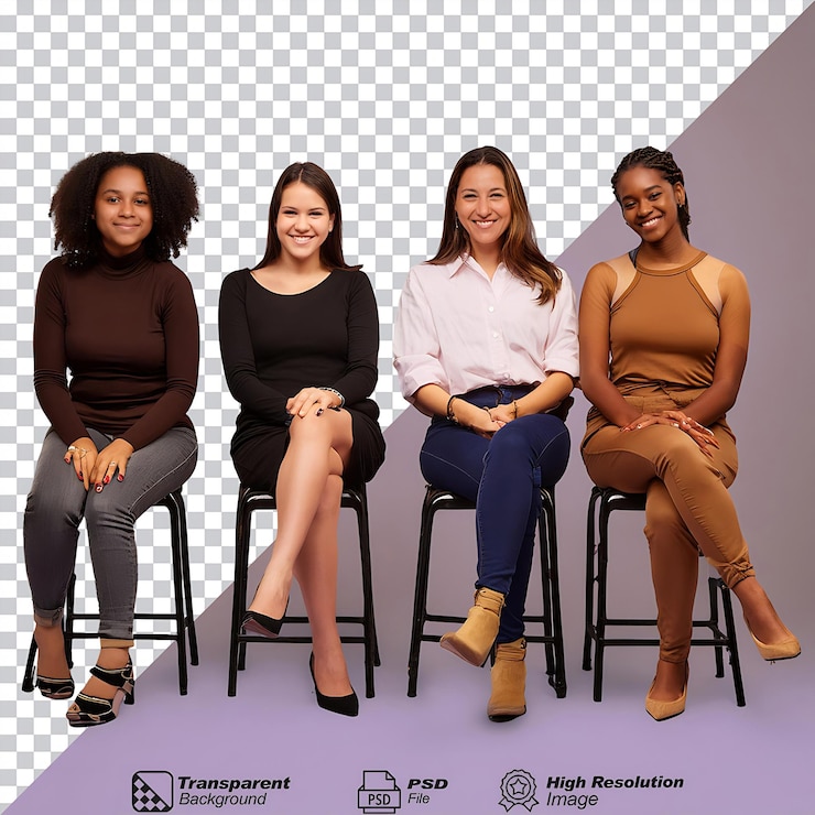 PSD quatro modelos cadeira da fábrica accademia isolada em fundo transparente