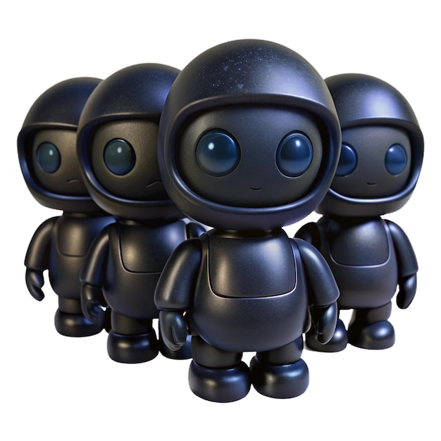 quattro figure di robot neri con una che dice " robot "