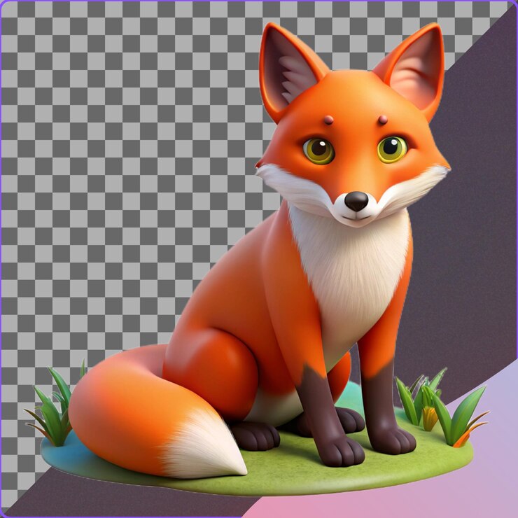 PSD qué bonito renderizado de dibujos animados de fox en 3d