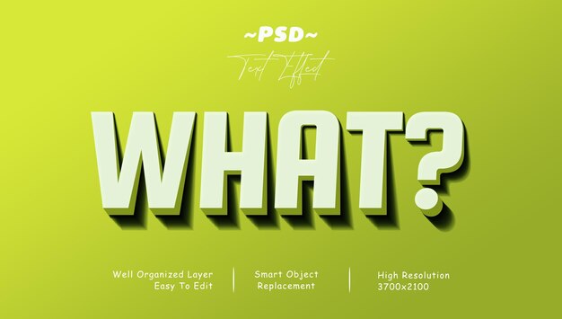 Qué texto emergente con efecto de texto PSD editable de larga sombra