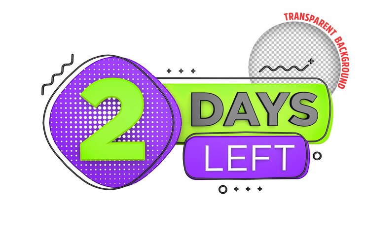 PSD quedan dos días banner de cuenta regresiva de días restantes en 3d recuento de tiempo de ventas representación 3d