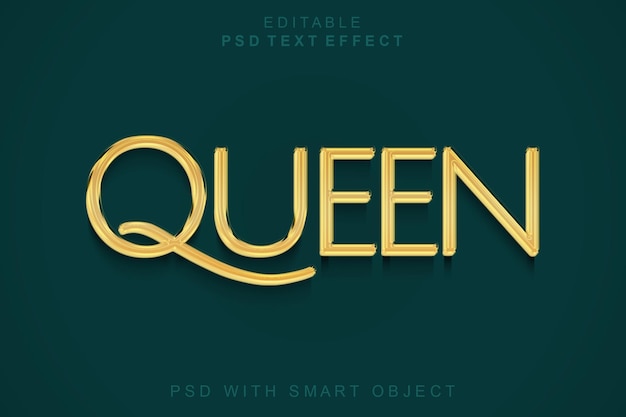 Queen 3d efecto de texto plantilla de estilo de lujo