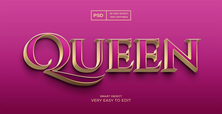 PSD queen luxury editable psd efecto de estilo de texto 3d