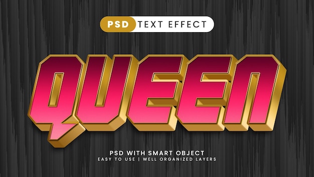 Queen-texteffekt editierbarer königlicher und goldener textstil