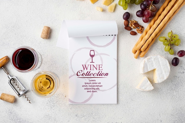 Queijo e vinho na mesa