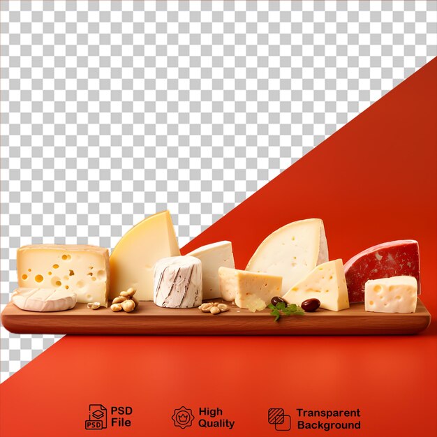 PSD queijo em uma tábua de madeira isolada em fundo transparente inclui arquivo png