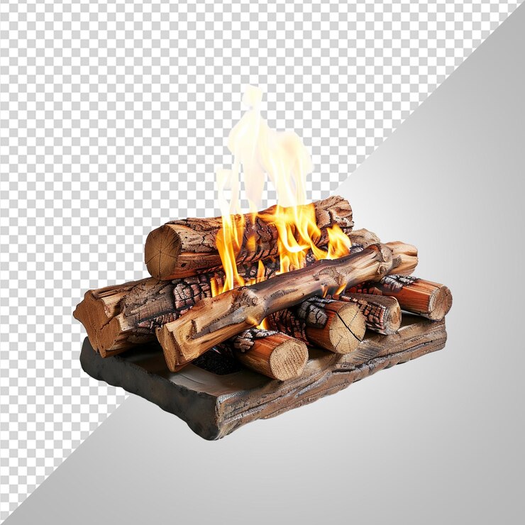 PSD queimando troncos de fogo png