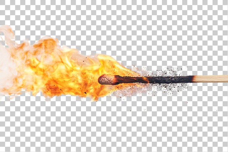 PSD la quema de cerillas de cerca con un calor intenso