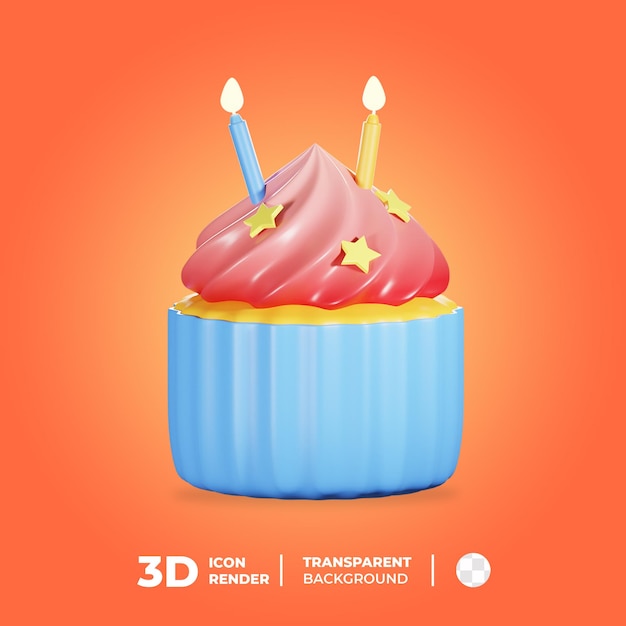 Queque do aniversário do ícone 3d